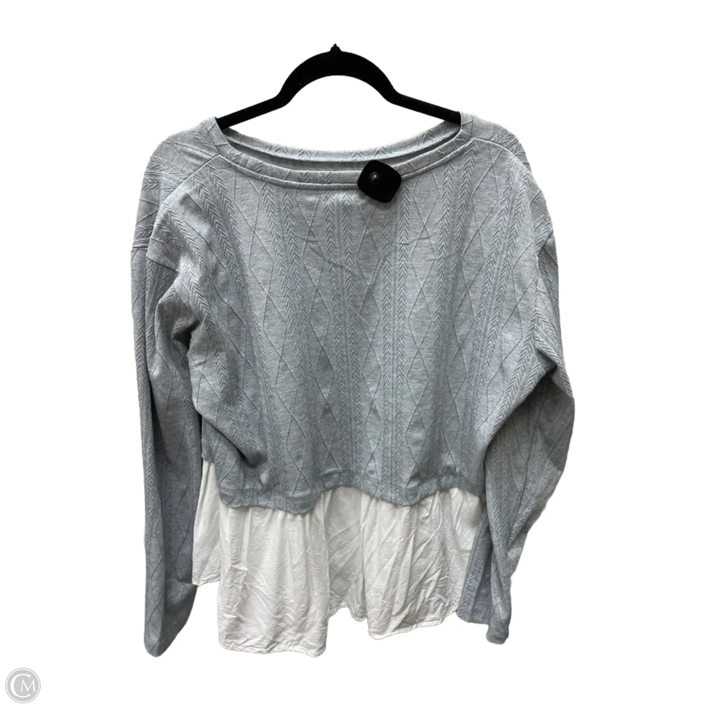 Top Long Sleeve By Maurices In Grey & White, Size: 2x