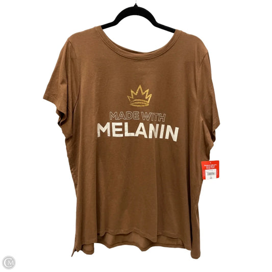 Top Short Sleeve Basic By Clothes Mentor In Brown, Size: 2x