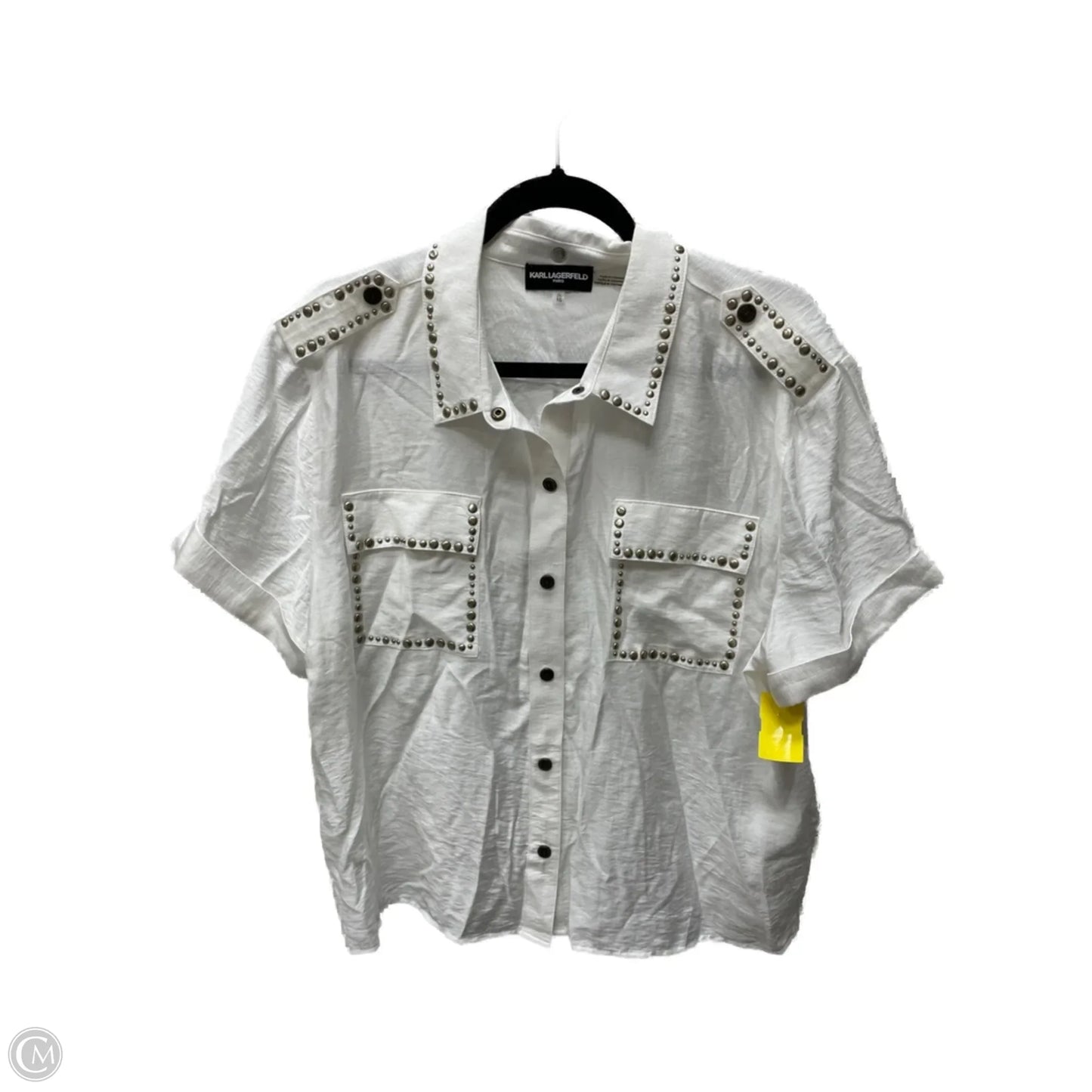 Top Short Sleeve Designer By Karl Lagerfeld In White, Size: Xl