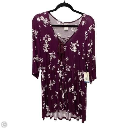 Top Short Sleeve By Terra & Sky In Floral Print, Size: Xl