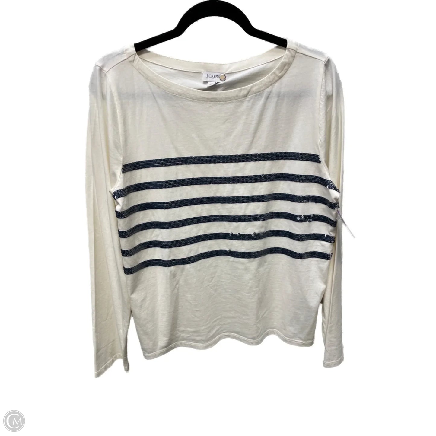 Top Long Sleeve By J. Crew In Cream & Grey, Size: M