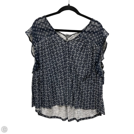 Top Sleeveless By Lucky Brand In Blue & White, Size: 3x