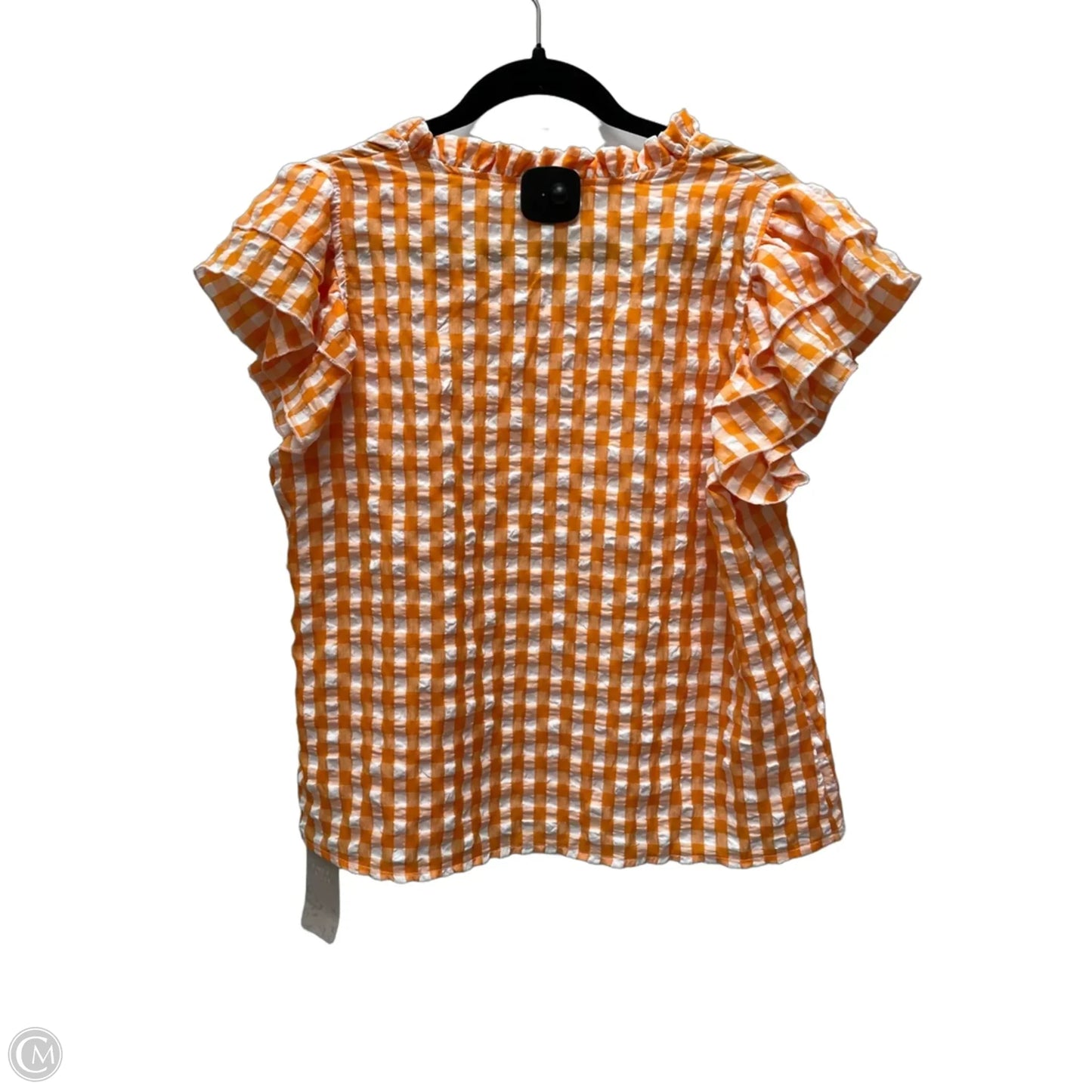 Top Short Sleeve By Emery Rose In Plaid Pattern, Size: L
