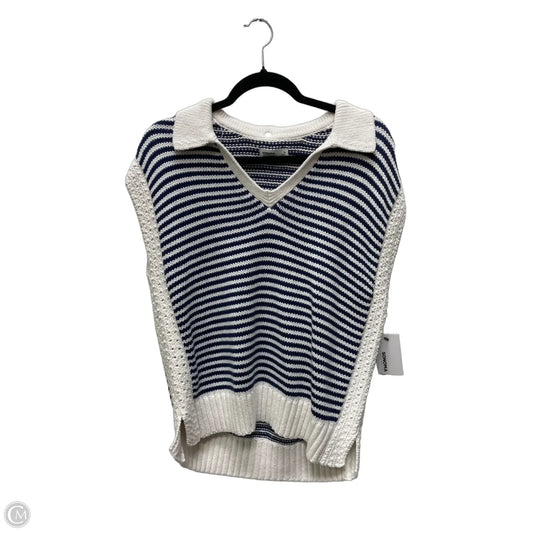 Vest Sweater By Sonoma In Blue & Cream, Size: M