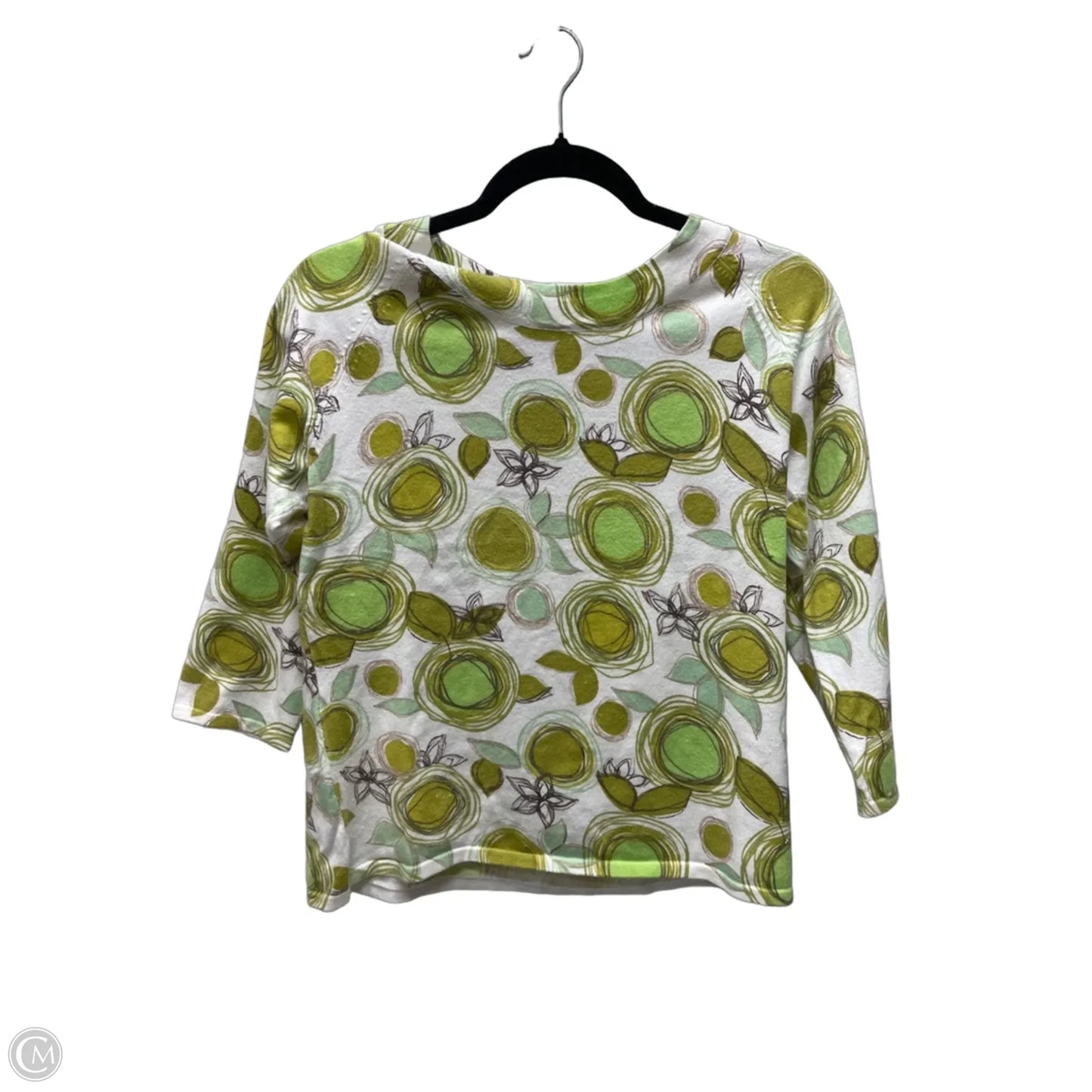 Top Long Sleeve By Talbots In Green & White, Size: M
