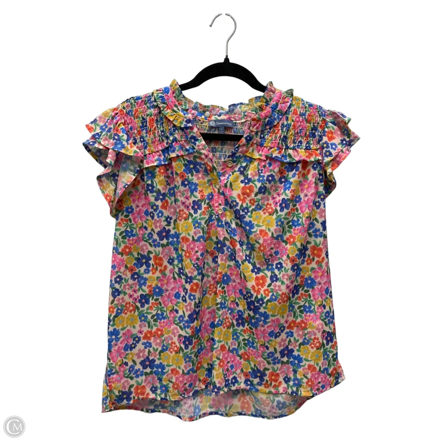 Blouse Sleeveless By Democracy In Floral Print, Size: L