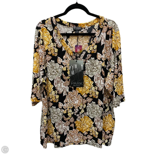 Top 3/4 Sleeve By Clothes Mentor In Floral Print, Size: 2x
