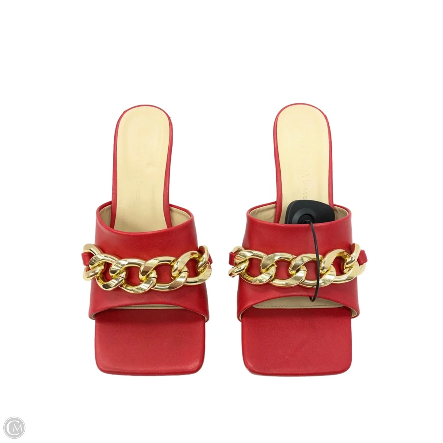 Sandals Heels Kitten By Wild Diva In Gold & Red, Size: 8