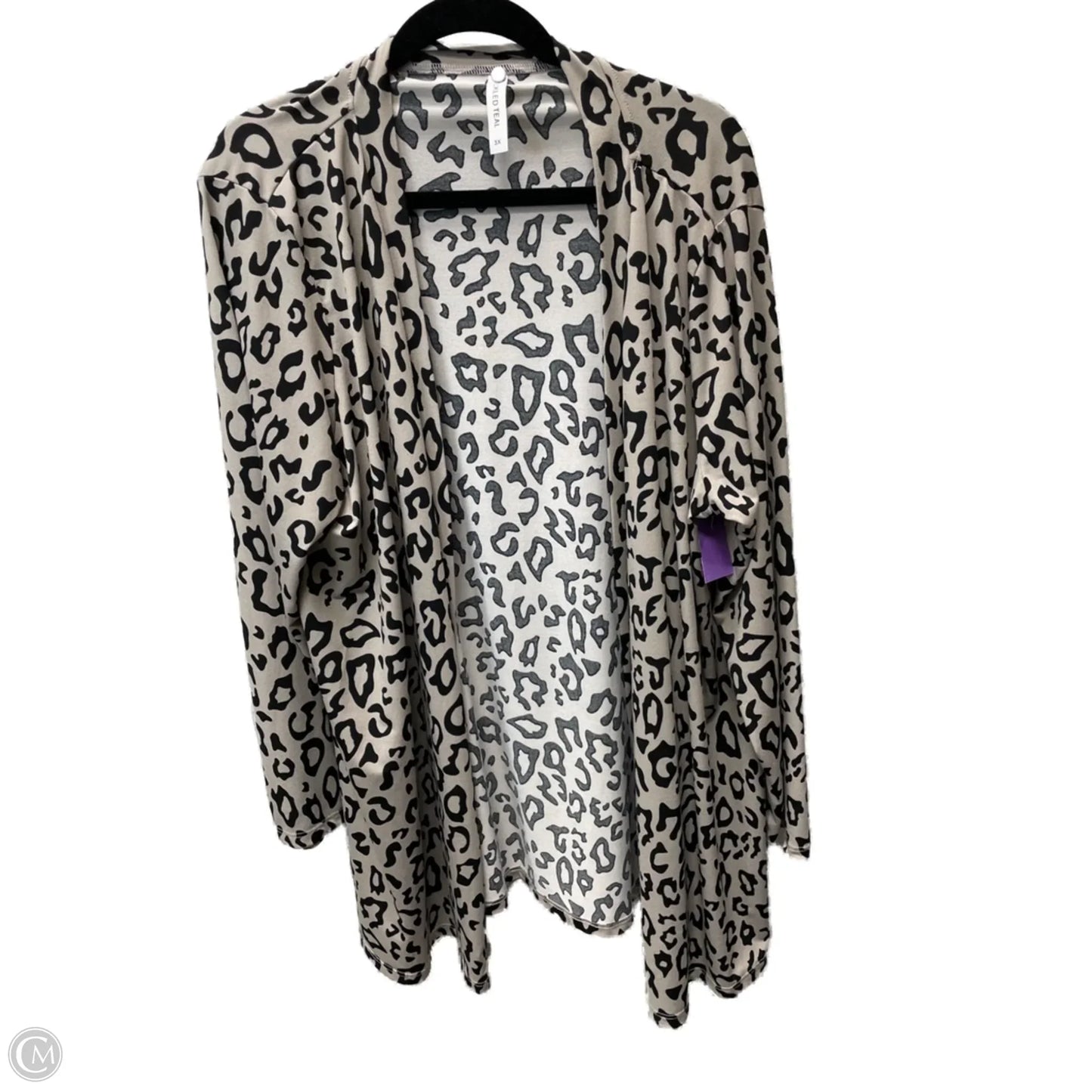 Cardigan By Tickled Teal In Leopard Print, Size: 3x