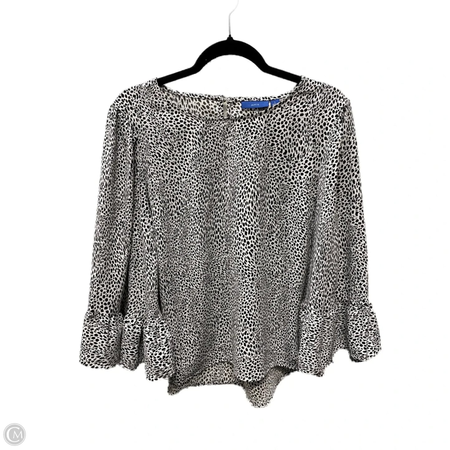 Blouse 3/4 Sleeve By Apt 9 In Black & White, Size: L