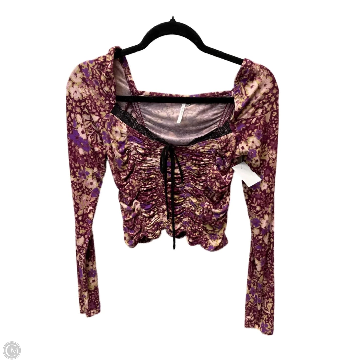 Top Long Sleeve By Free People In Purple & Tan, Size: M