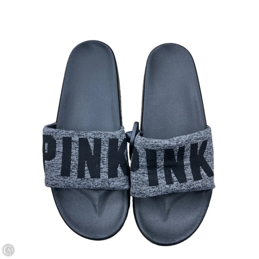 Sandals Flats By Pink In Black & Grey, Size: 9.5