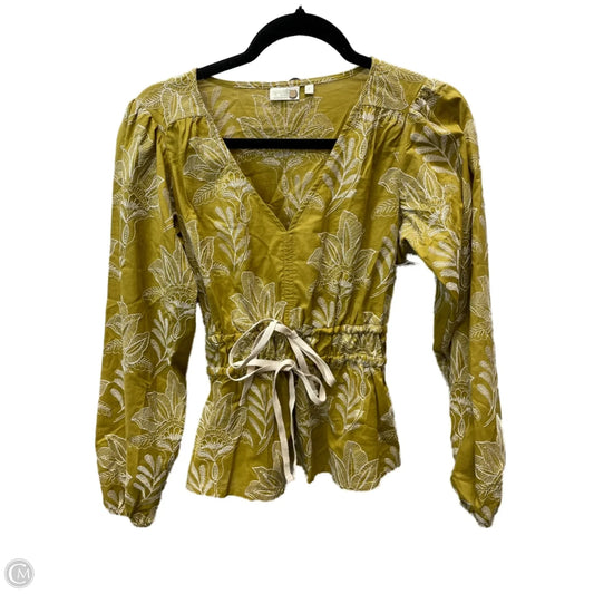 Top Long Sleeve By Spartina In Green & White, Size: S