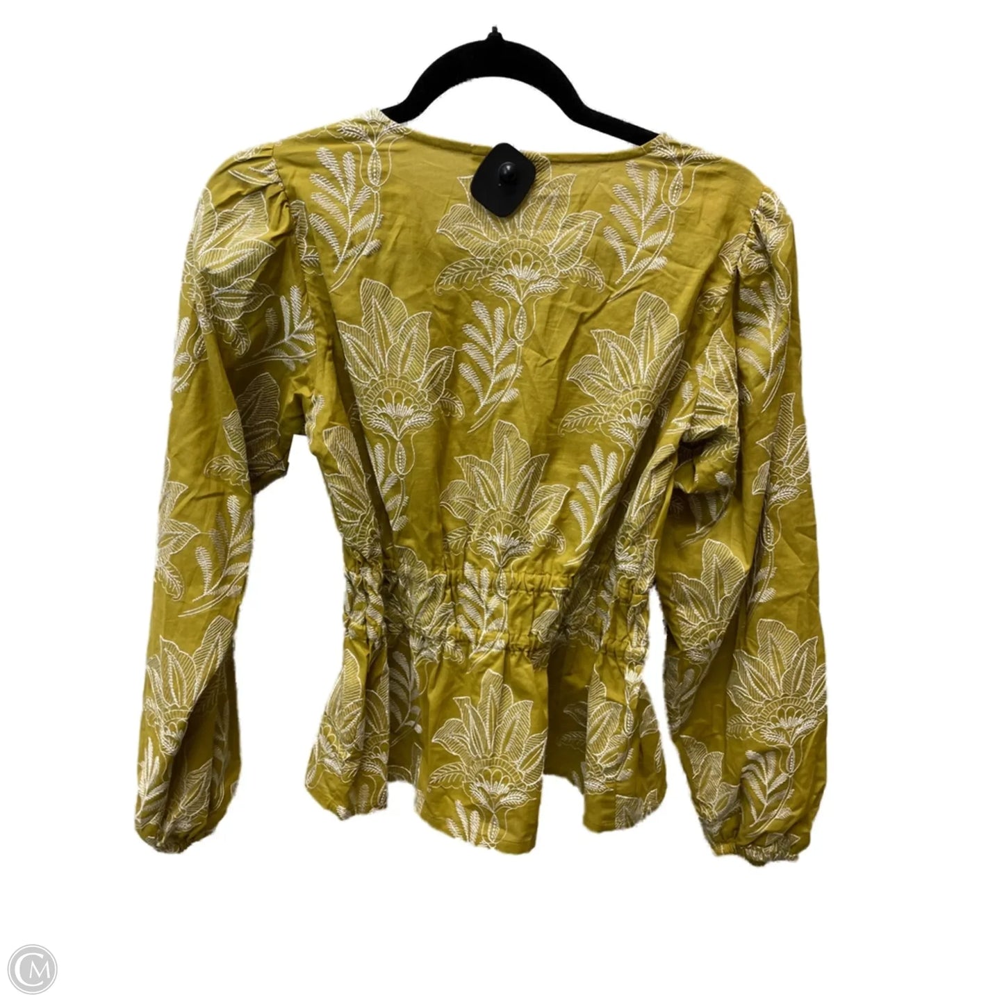 Top Long Sleeve By Spartina In Green & White, Size: S