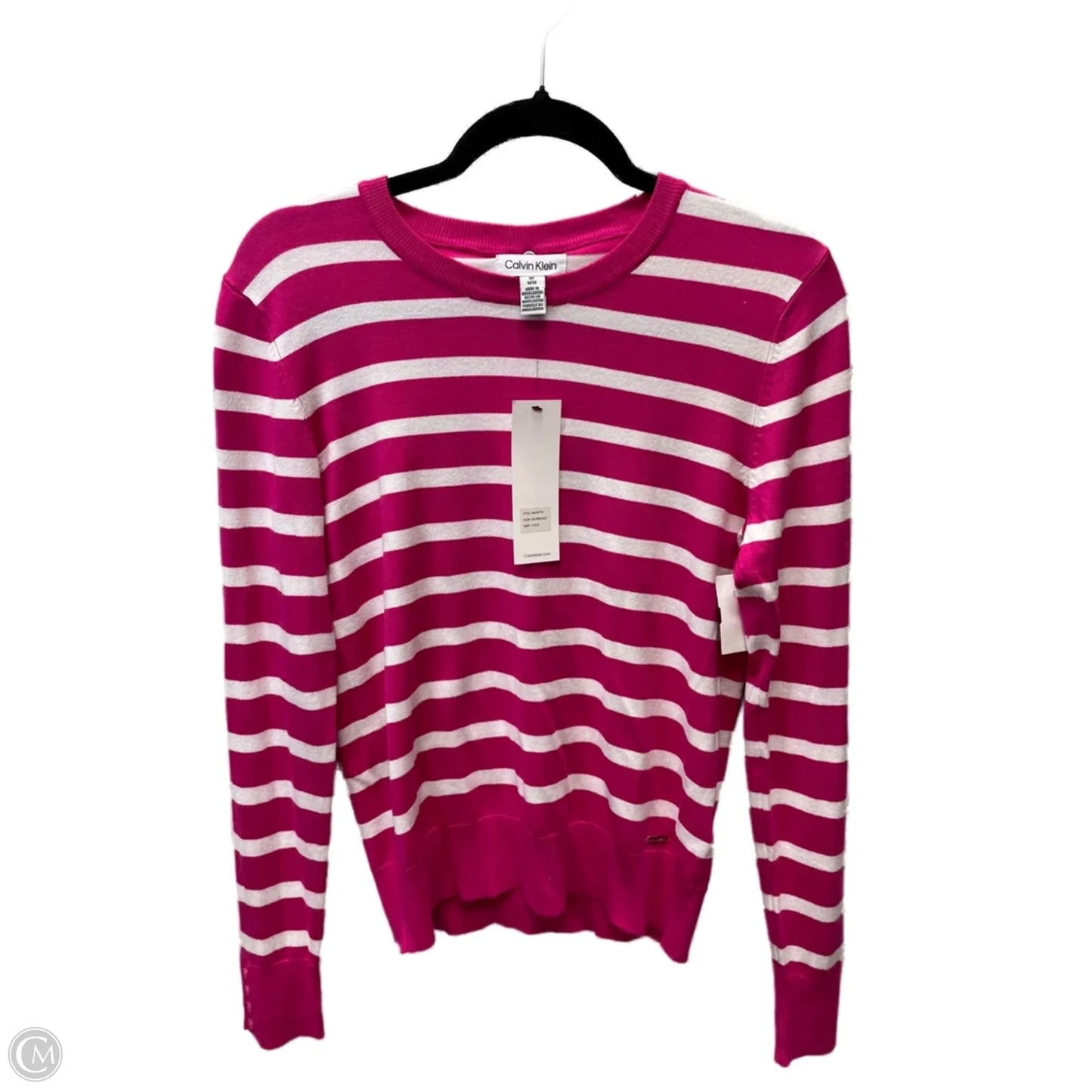 Sweater By Calvin Klein In Striped Pattern, Size: M