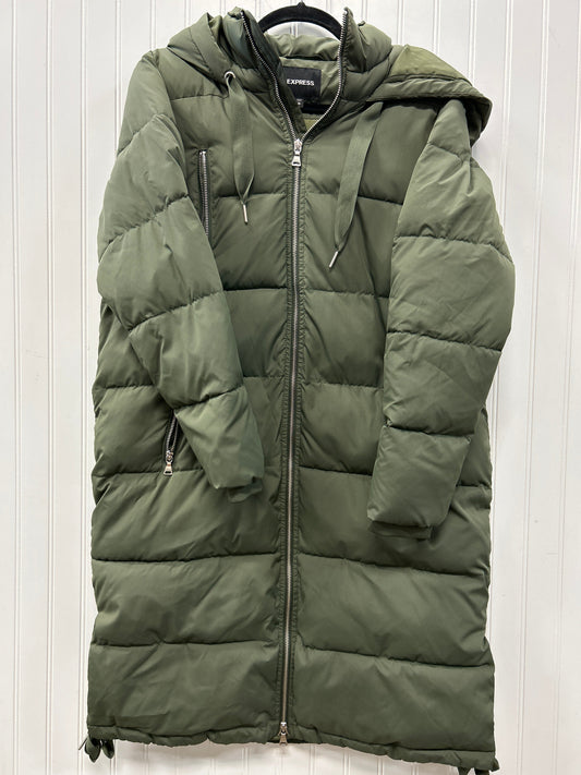 Coat Puffer & Quilted By Express In Green, Size:M