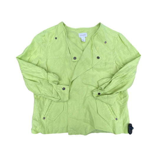 Blazer By Chicos In Green & Yellow, Size:M