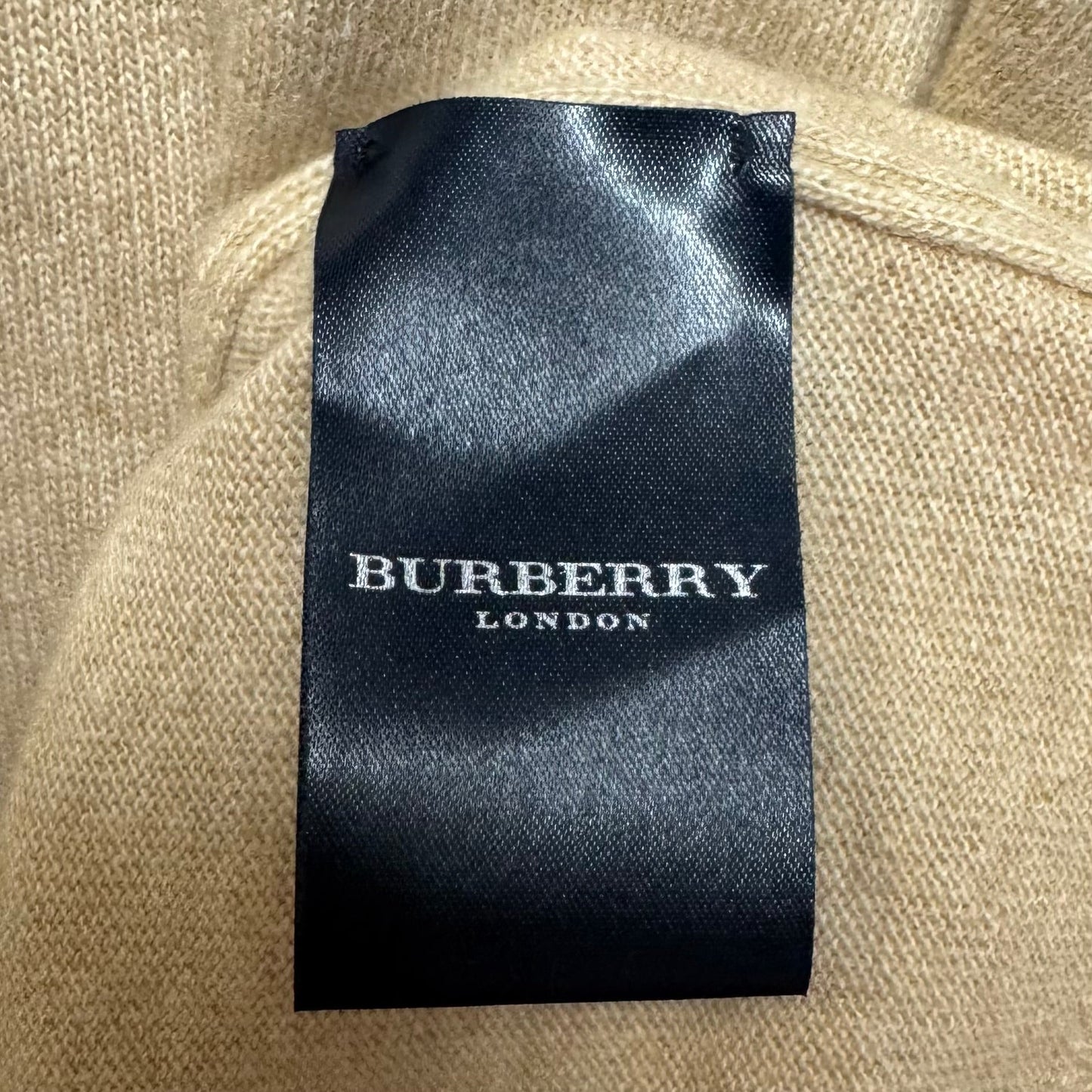100% Cashmere Short Sleeve Sweater Luxury Designer By Burberry In Tan, Size: L