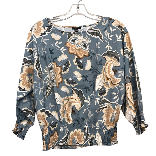 Top 3/4 Sleeve By Ann Taylor In Blue & Cream, Size:SPetite