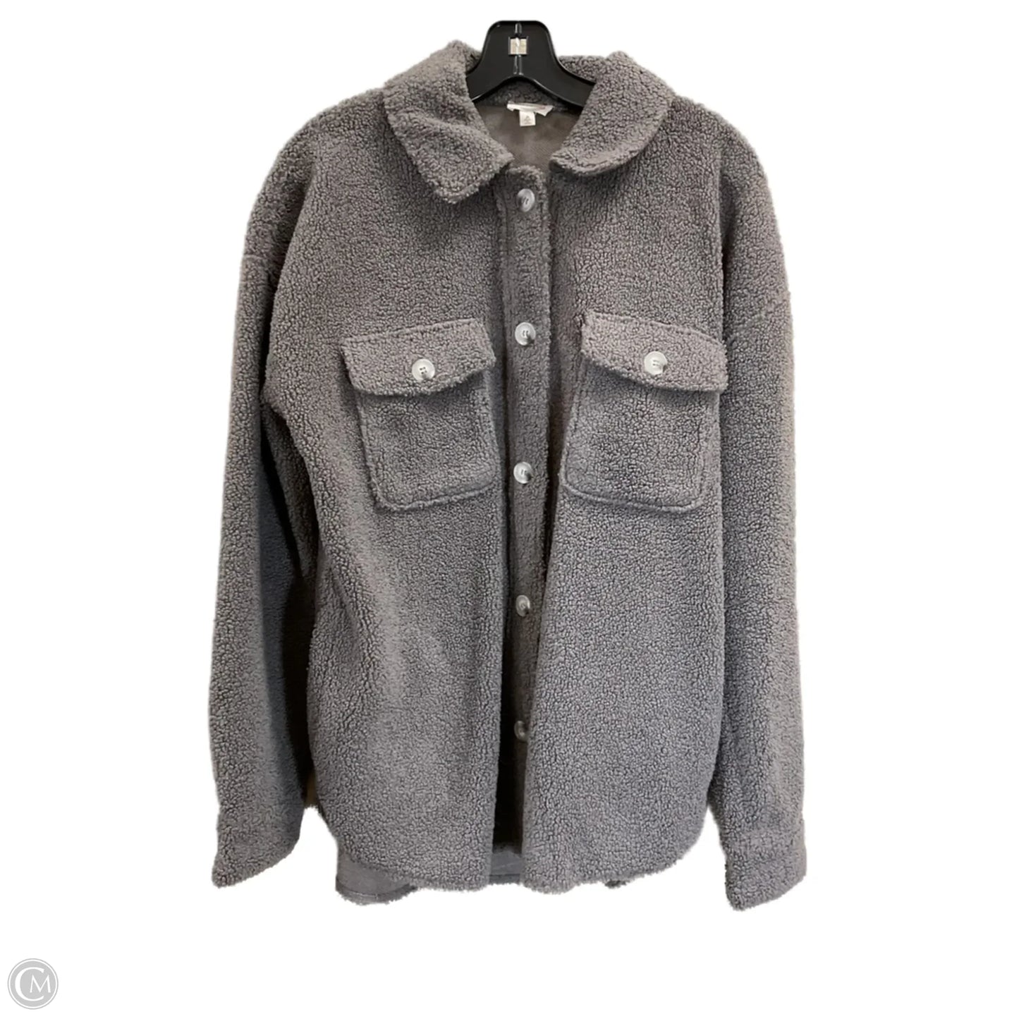 Jacket Shirt By Hem & Thread In Grey, Size: M