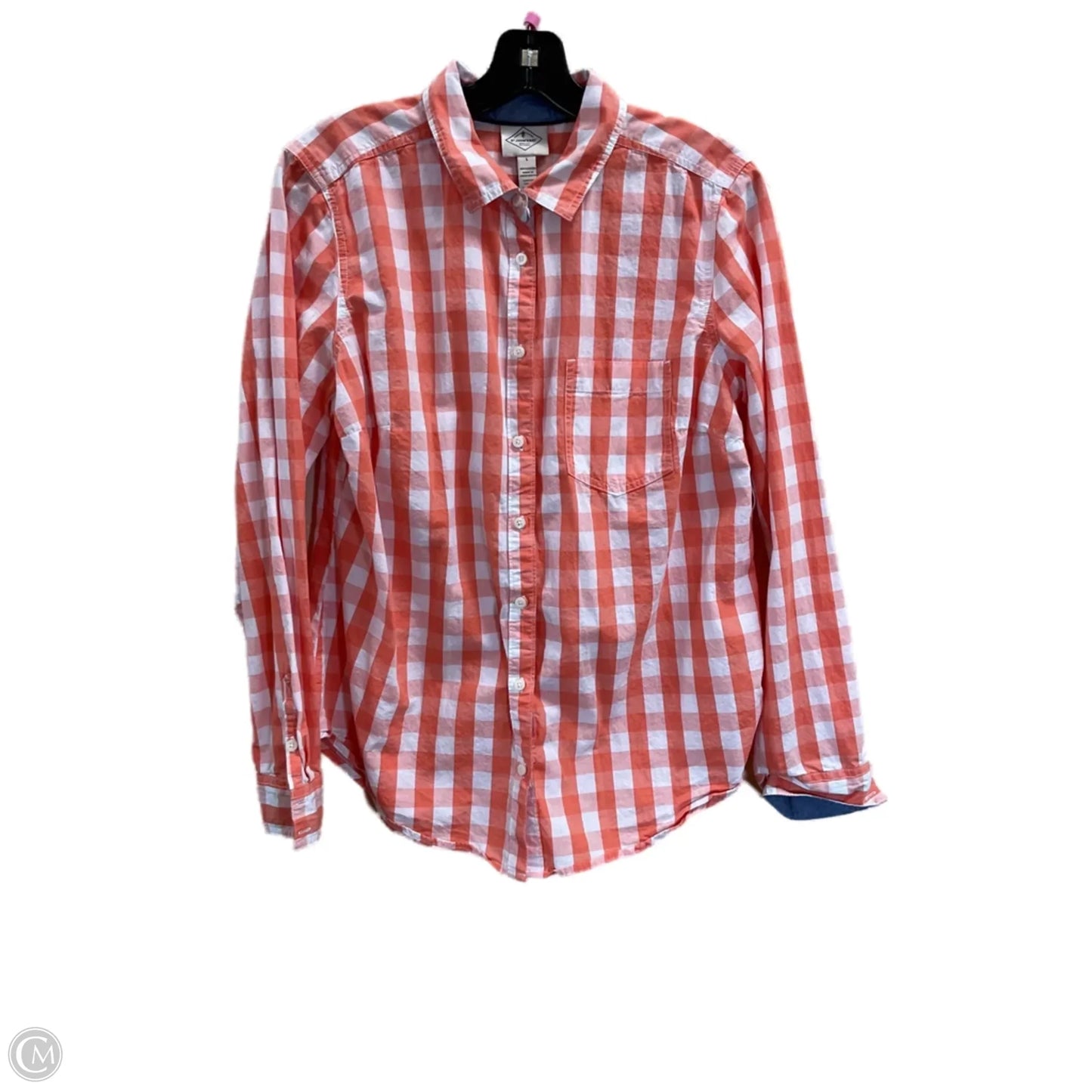 Blouse Long Sleeve By St Johns Bay In Plaid Pattern, Size: L