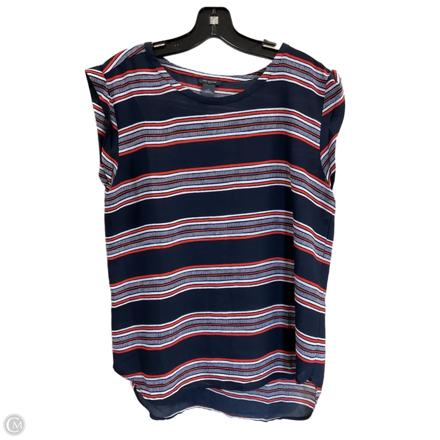 Top Short Sleeve By Ann Taylor In Navy, Size: M