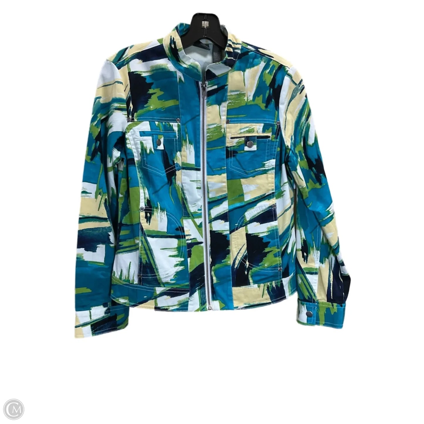 Jacket Other By Chicos In Blue & Yellow, Size: S