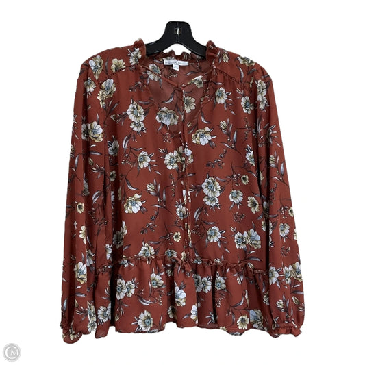 Top Long Sleeve By Moa Moa In Brown, Size: M