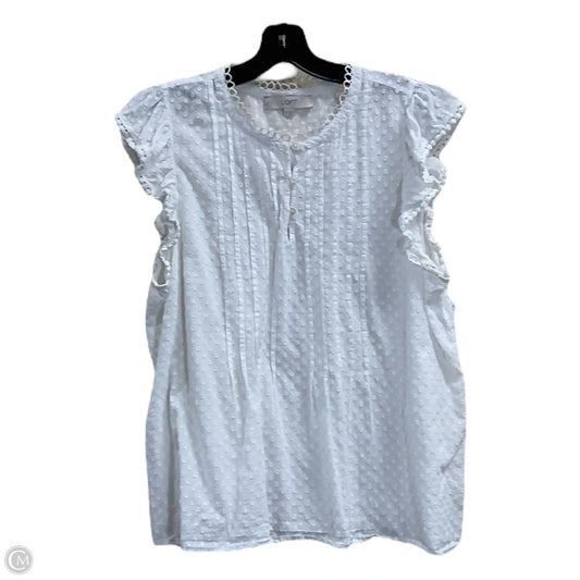 Top Short Sleeve By Loft In White, Size: L