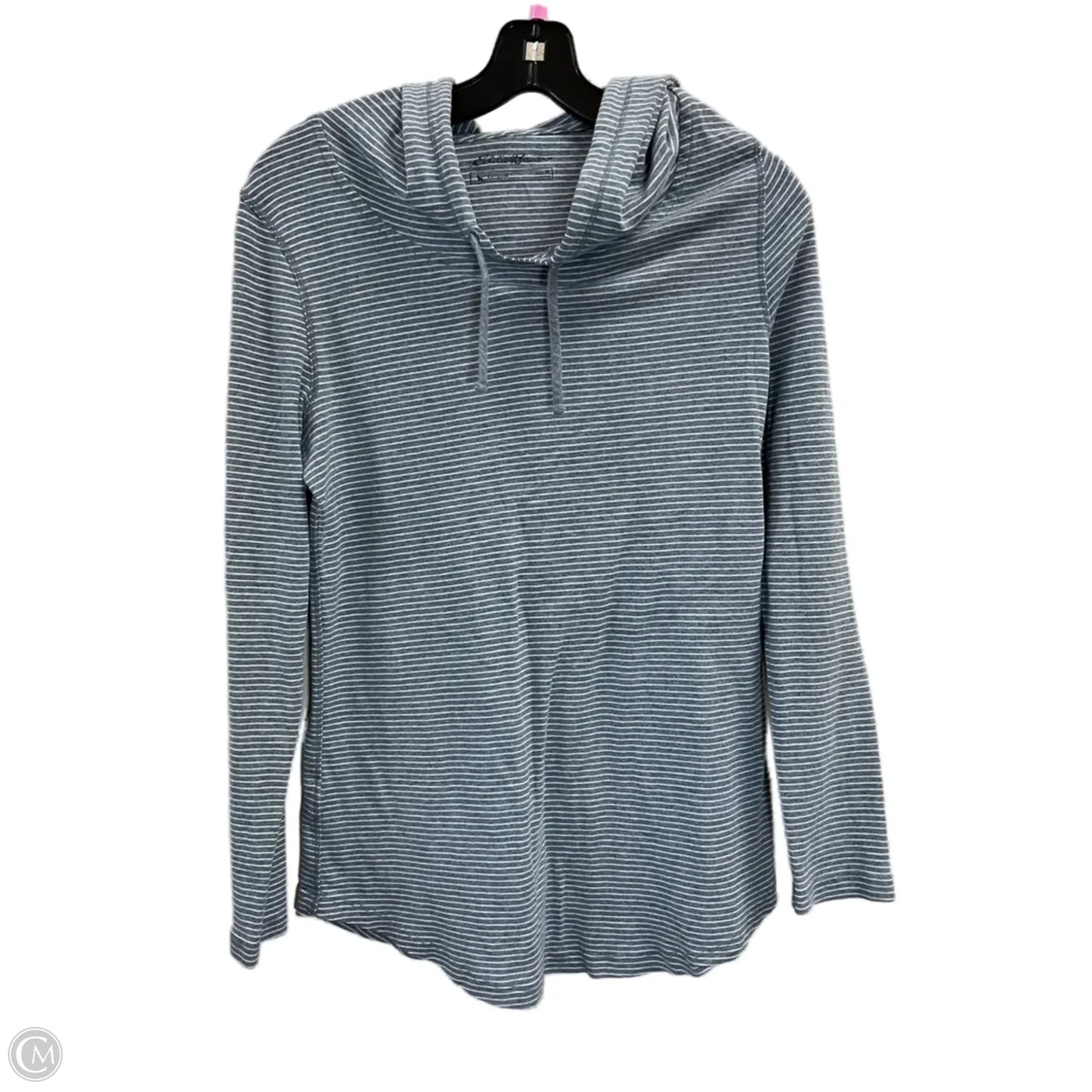 Top Long Sleeve By Eddie Bauer In Grey & White, Size: M