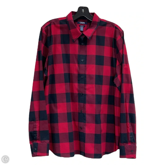 Blouse Long Sleeve By Chaps In Red, Size: 1x