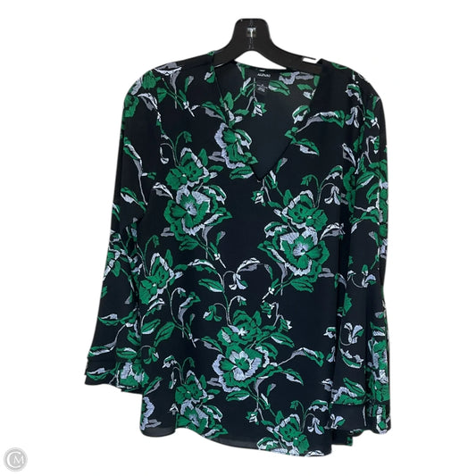 Top Long Sleeve By Alfani In Black & Green, Size: M