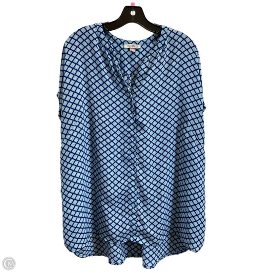 Top Short Sleeve By Roz And Ali In Blue, Size: 3x