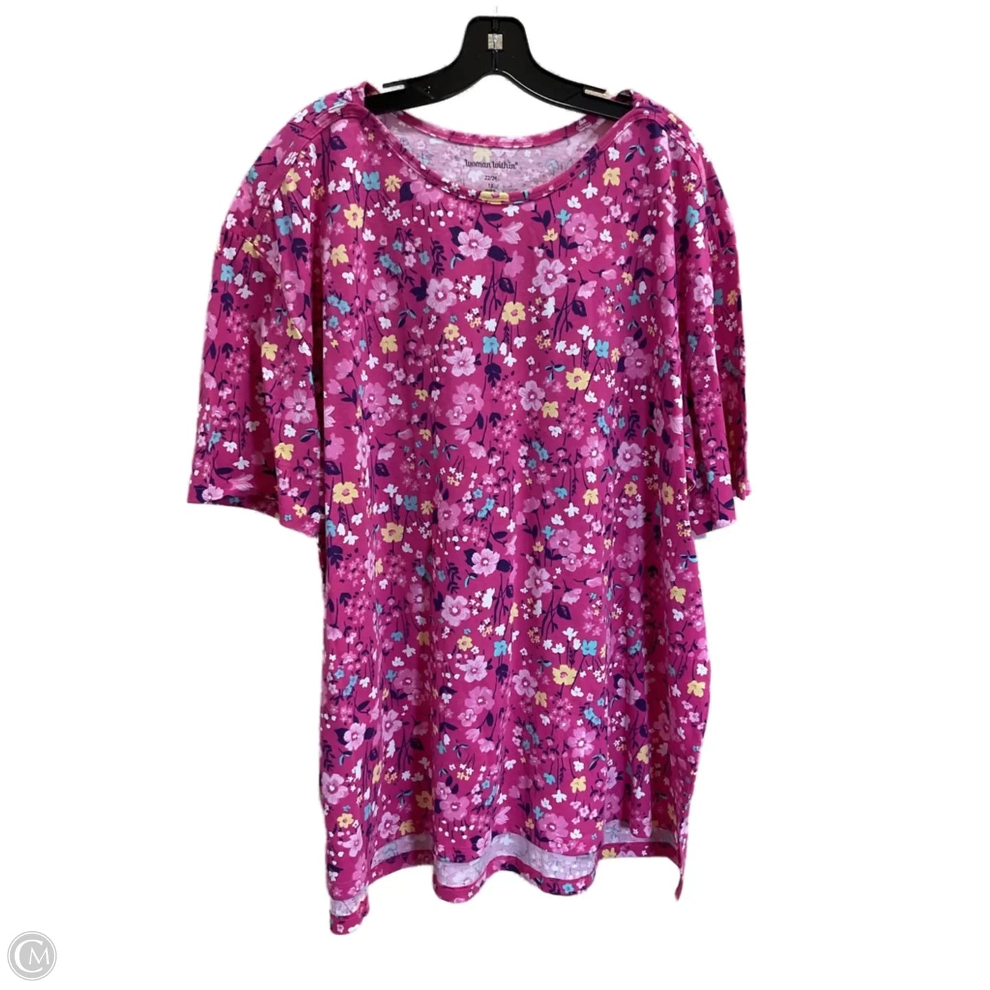 Top Short Sleeve By Woman Within In Pink, Size: 3x