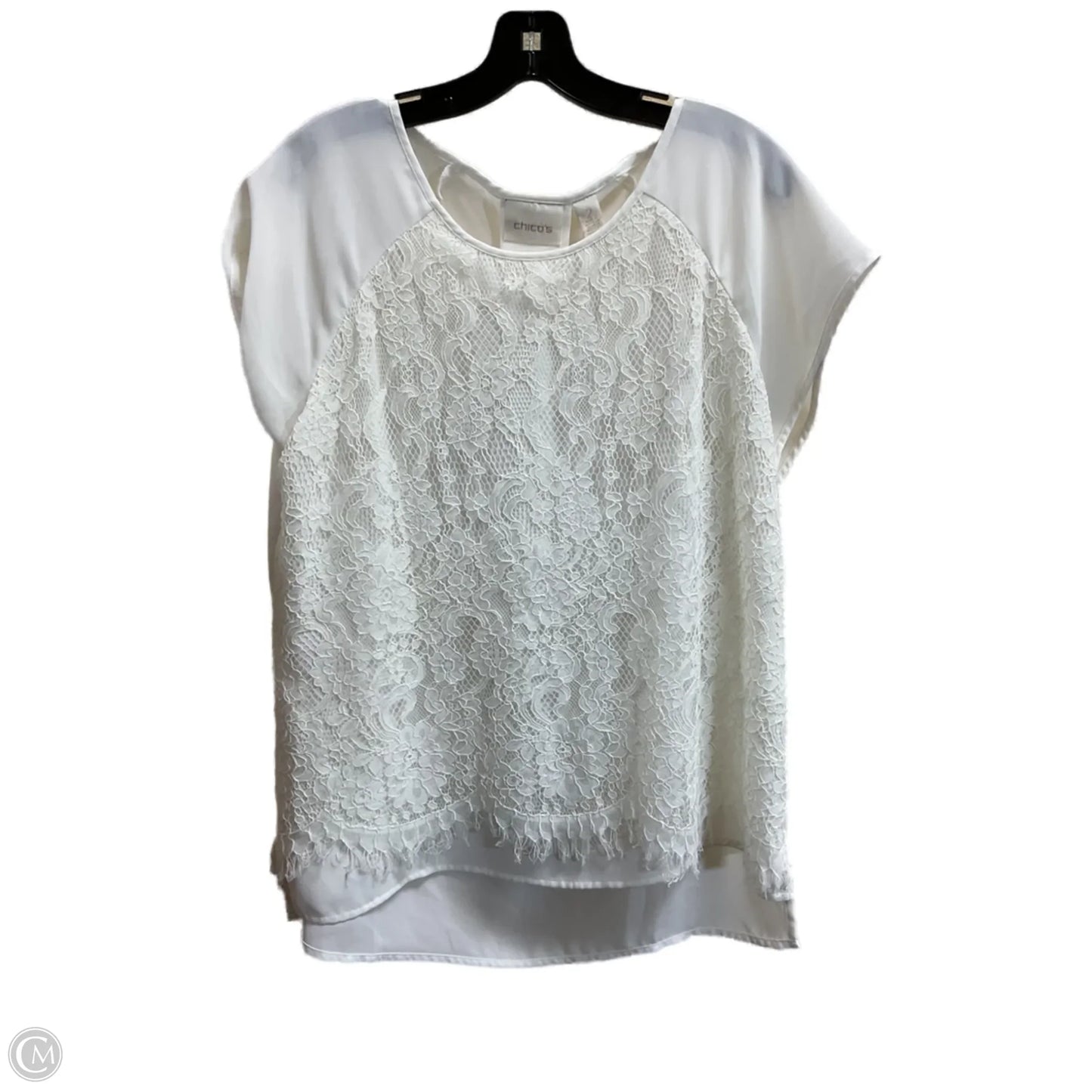 Top Short Sleeve By Chicos In White, Size: L