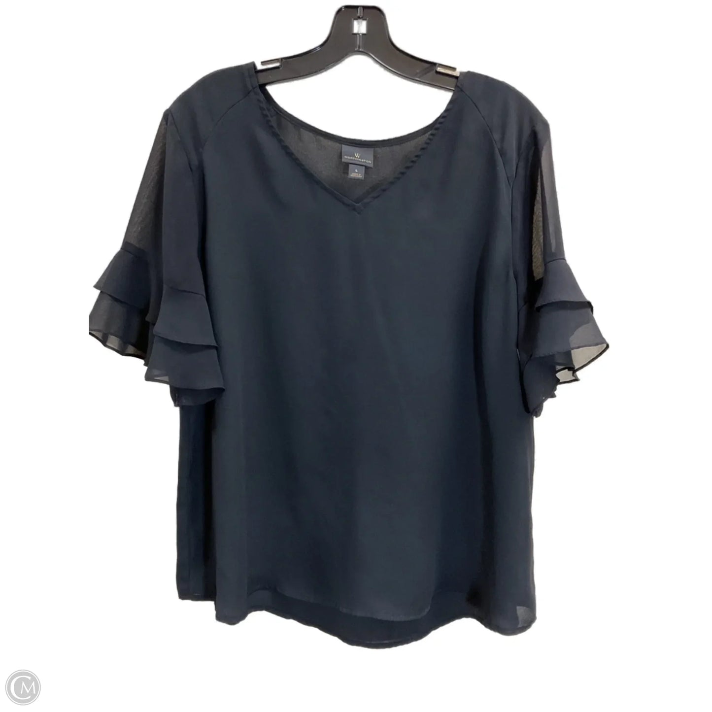 Top Short Sleeve By Worthington In Black, Size: L