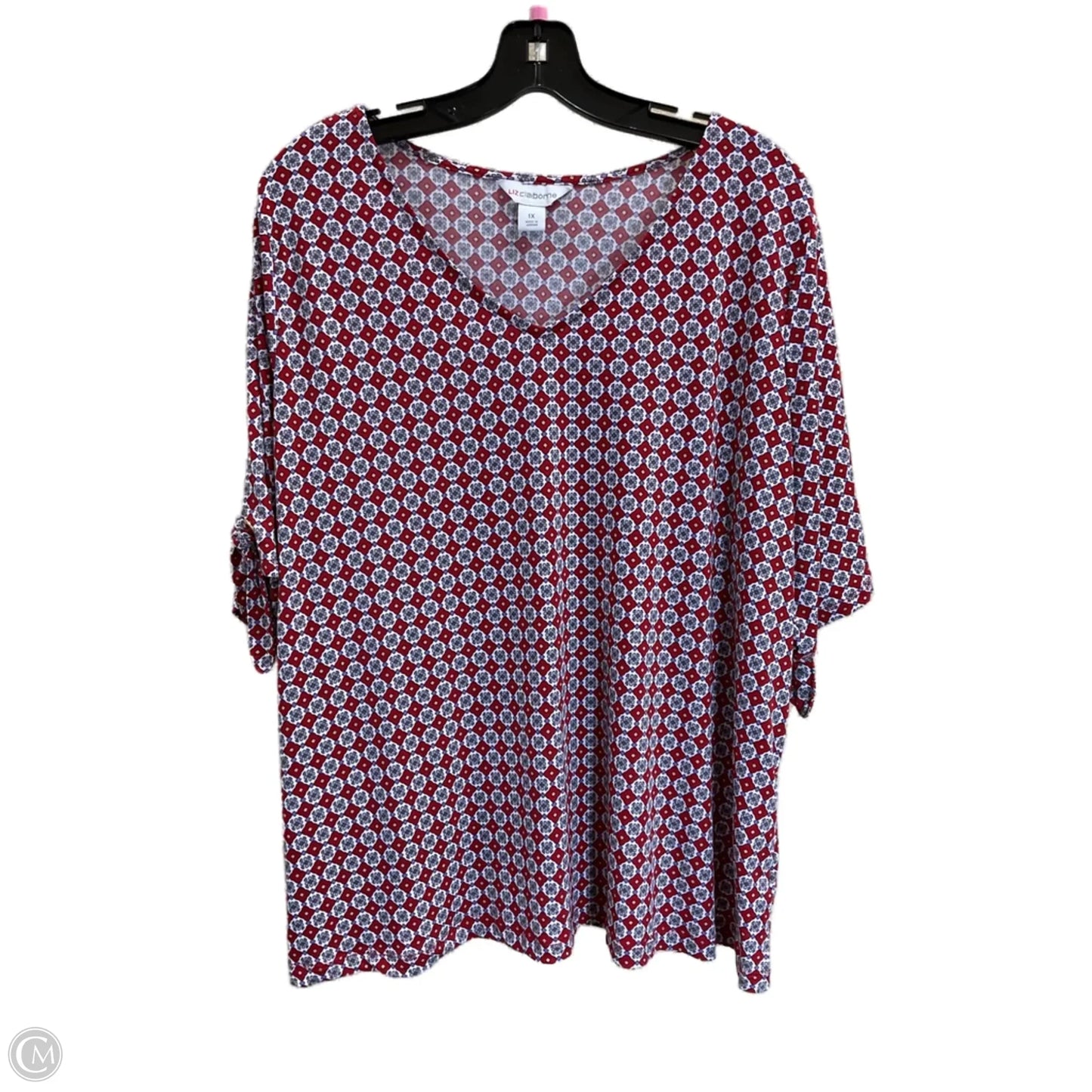 Top Short Sleeve By Liz Claiborne In Red, Size: 1x