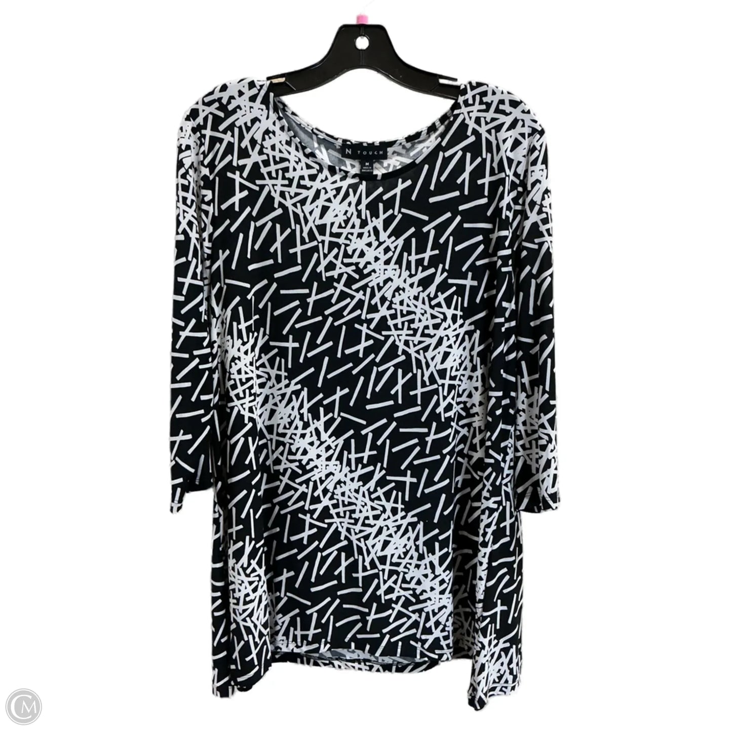 Top 3/4 Sleeve By N Touch In Black, Size: M