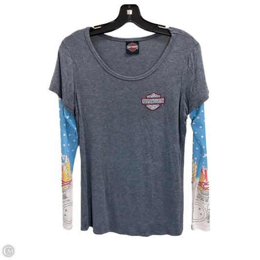 Top Long Sleeve By Harley Davidson In Grey, Size: M