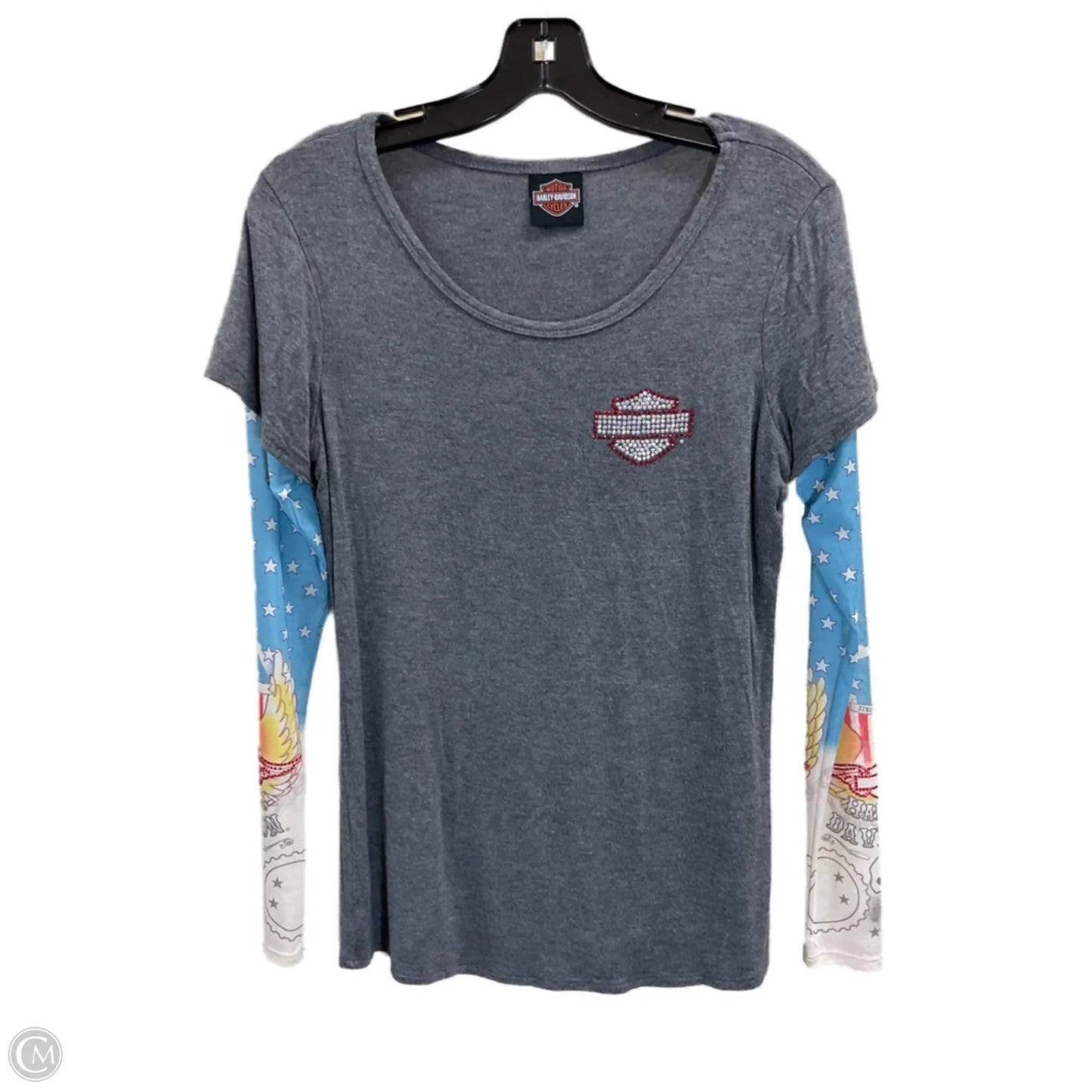 Top Long Sleeve By Harley Davidson In Grey, Size: M