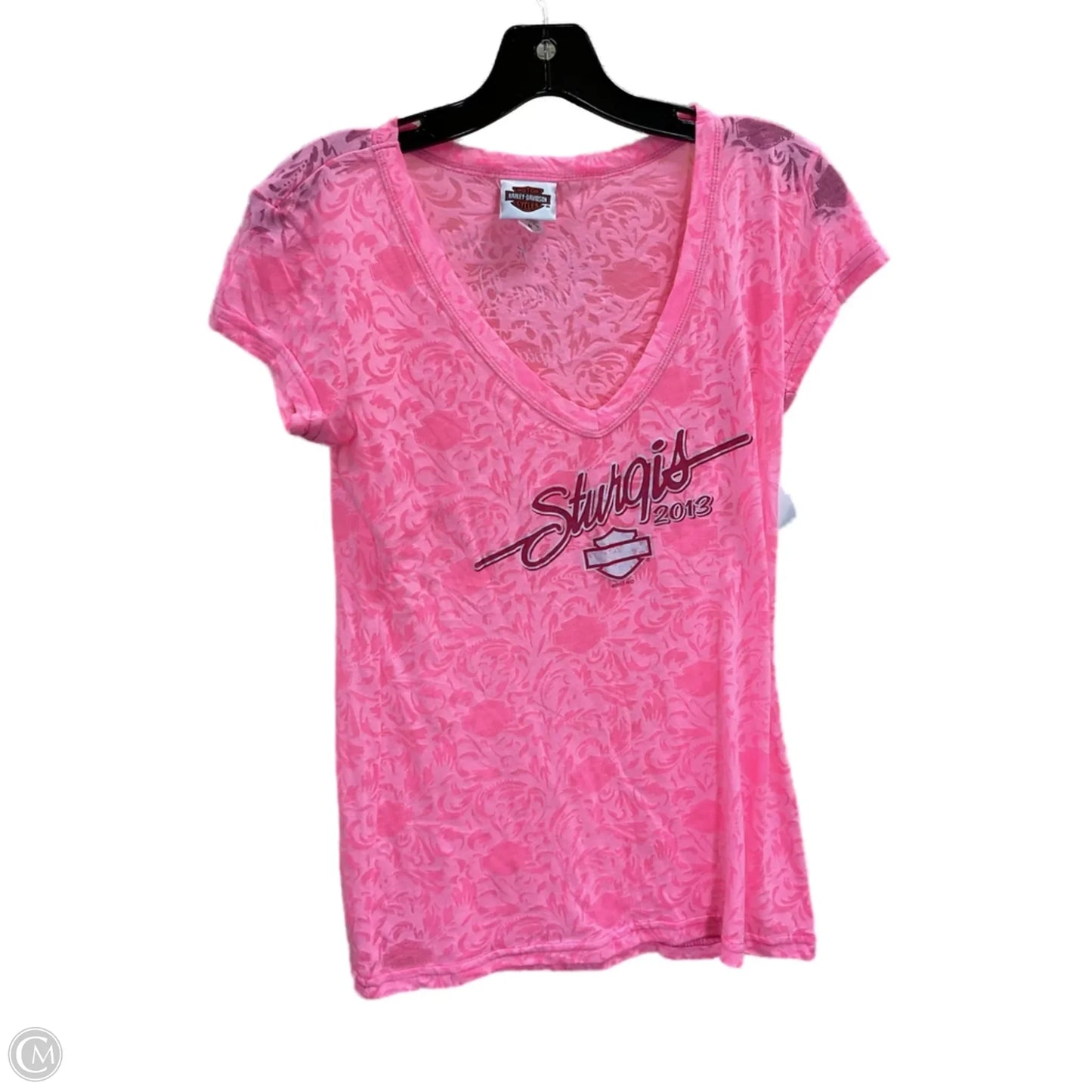 Top Short Sleeve By Harley Davidson In Pink, Size: M