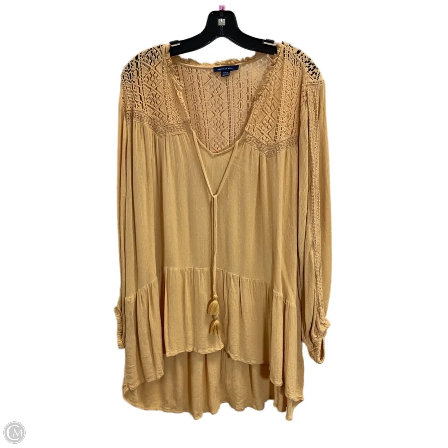 Top Long Sleeve By American Eagle In Yellow, Size: M