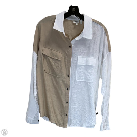 Blouse Long Sleeve By Bke In Tan & White, Size: M
