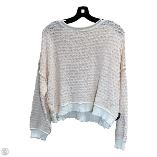 Top Long Sleeve By Urban Outfitters In Tan & White, Size: M