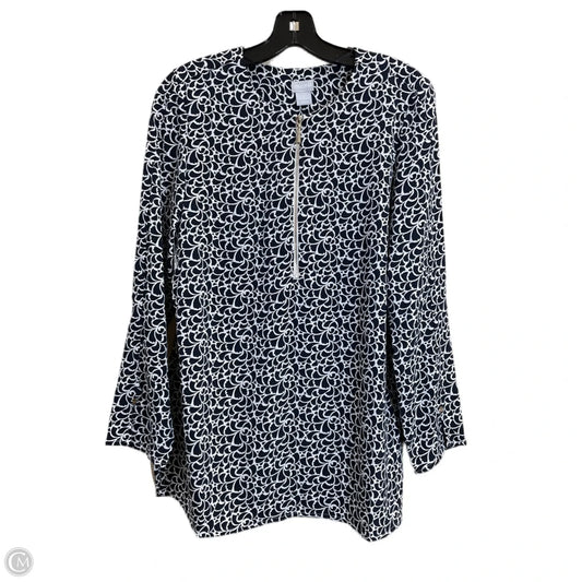 Top Long Sleeve By Chicos In Blue & White, Size: M