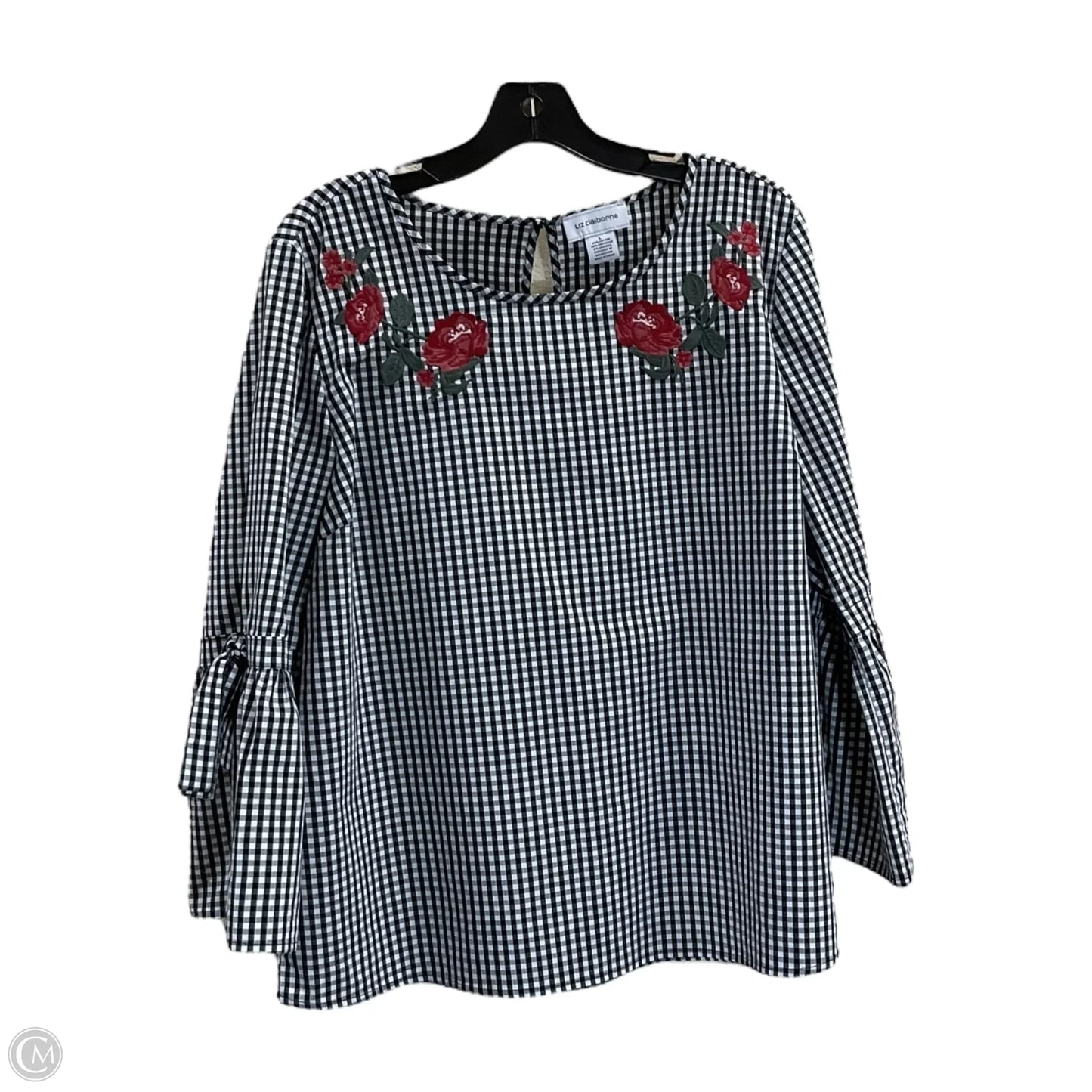 Top Long Sleeve By Liz Claiborne In Black & White, Size: L