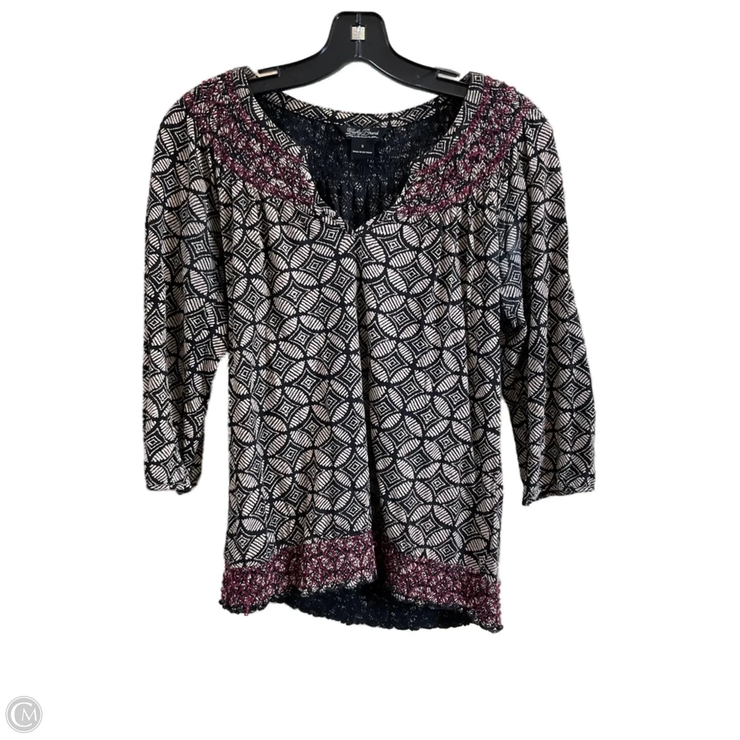 Top Long Sleeve By Lucky Brand In Black & Cream, Size: S