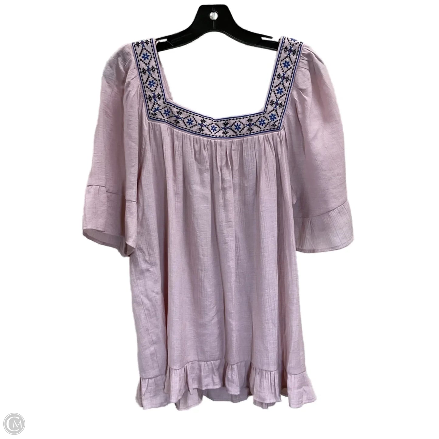 Top Short Sleeve By Blu Pepper In Pink, Size: M