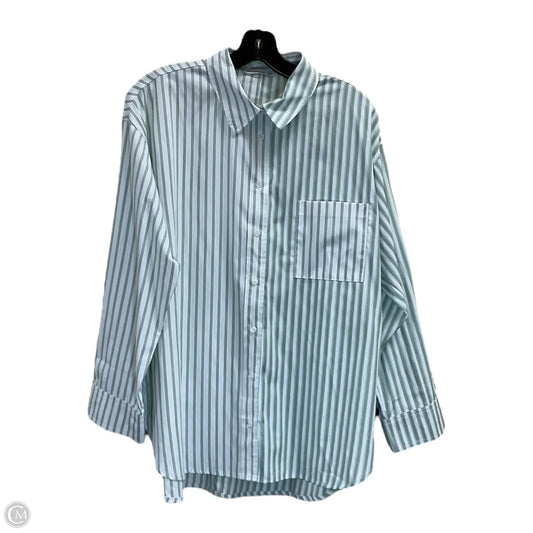 Blouse Long Sleeve By Staccato In Green & White, Size: M