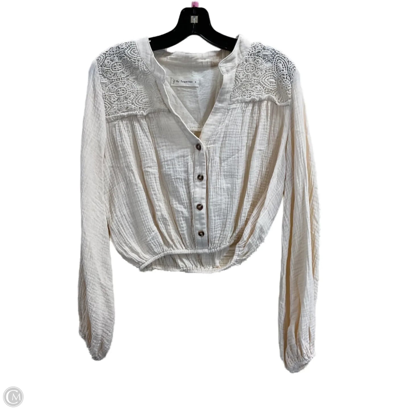 Top Long Sleeve By By Together In Cream, Size: S